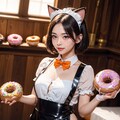ネコ耳メイド ドーナッツをつまむ 2枚目