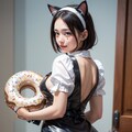 ネコ耳メイド ドーナッツをつまむ 3枚目