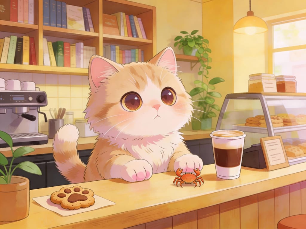 ねこかふぇで はたらく(？)んだな