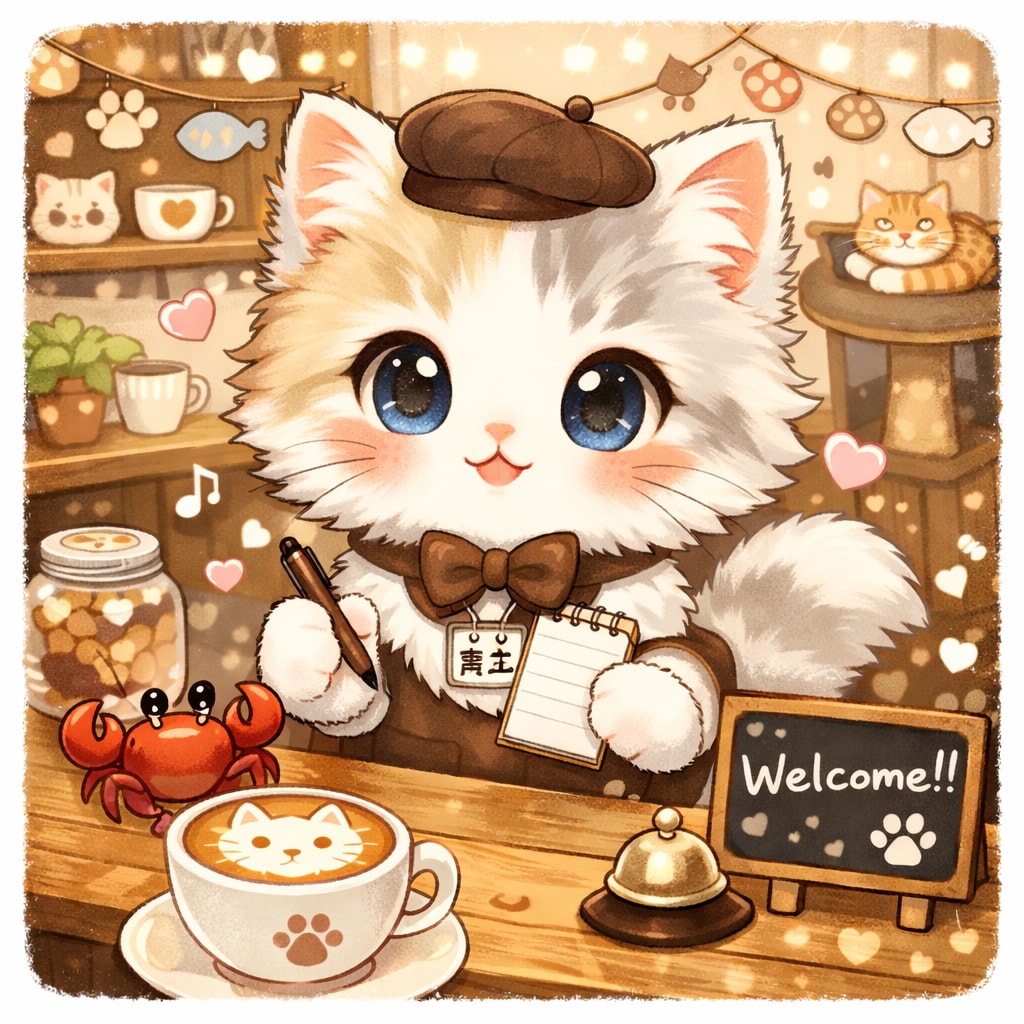 ねこかふぇで はたらく(？)んだな