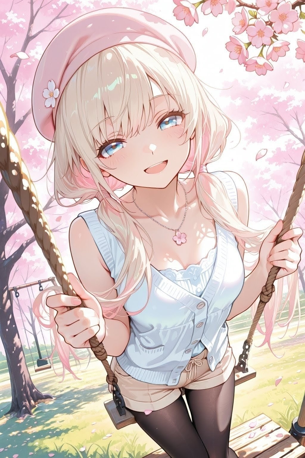 桜×ブランコ | の人気AIイラスト・グラビア