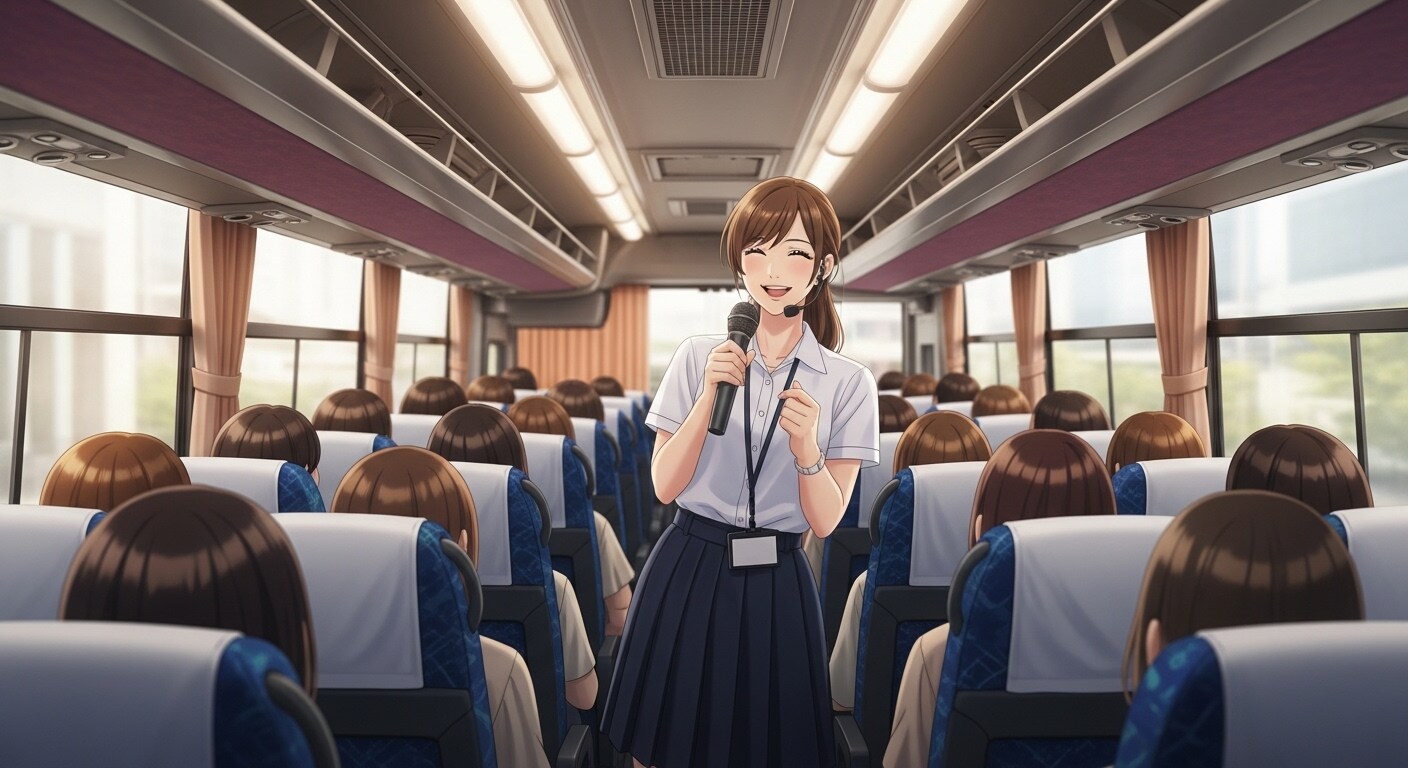 修学旅行のバスガイド | の人気AIイラスト・グラビア