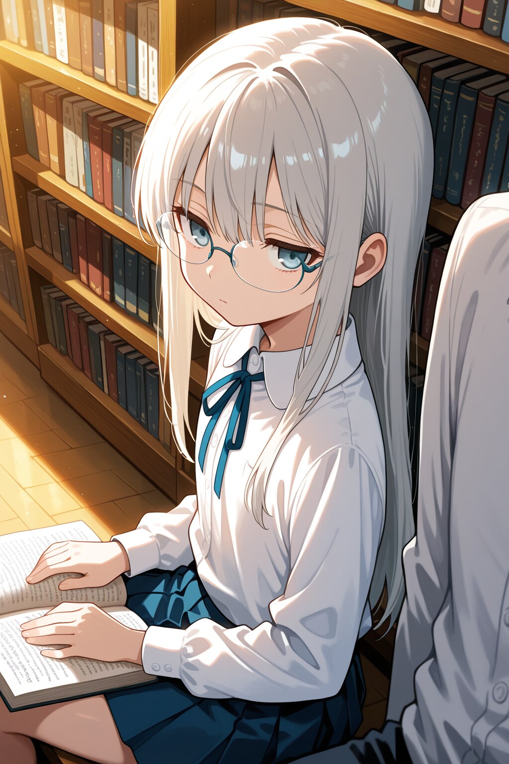 隣で本を読む栞ちゃん
