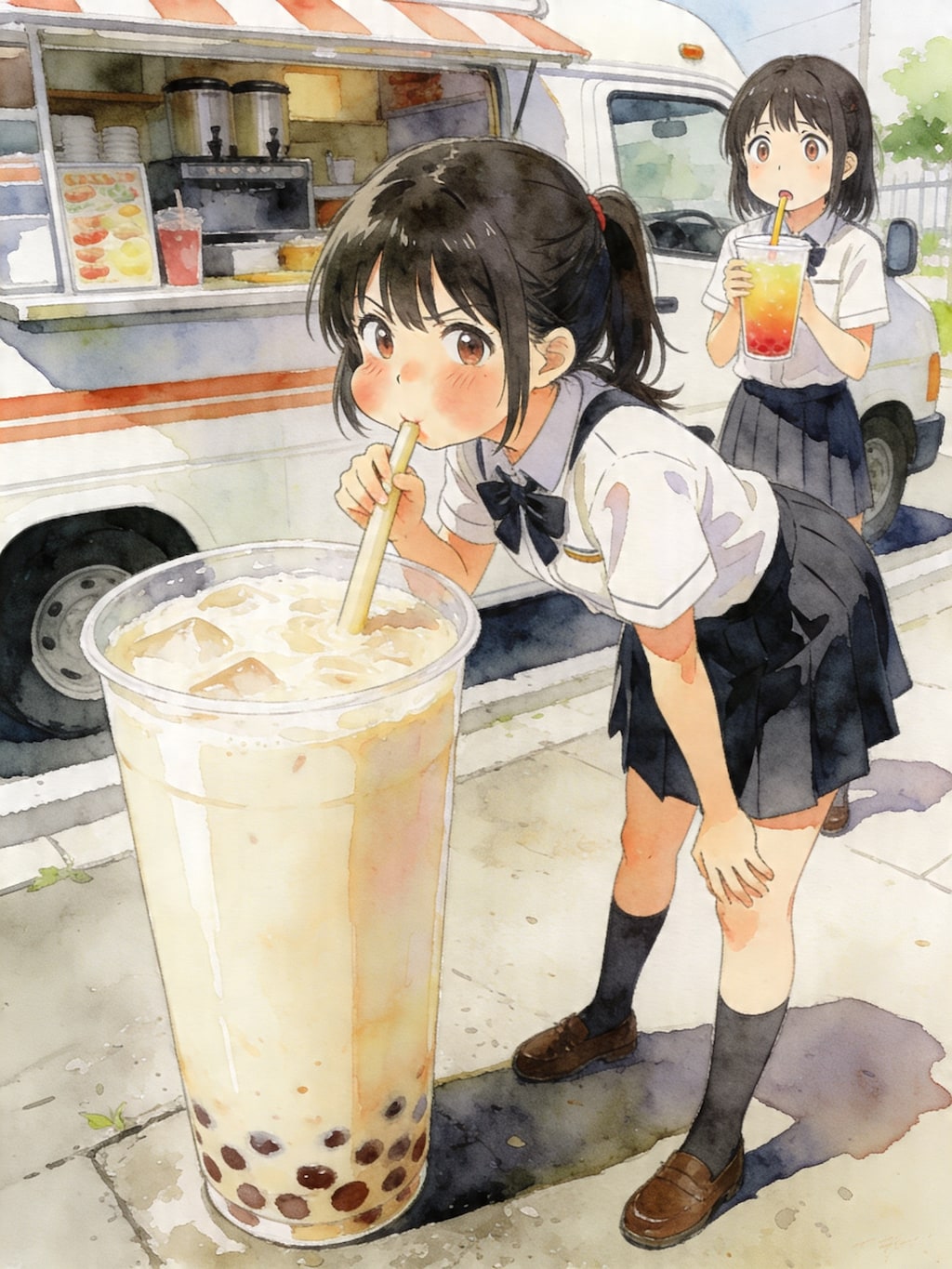 キッチンカーと少女