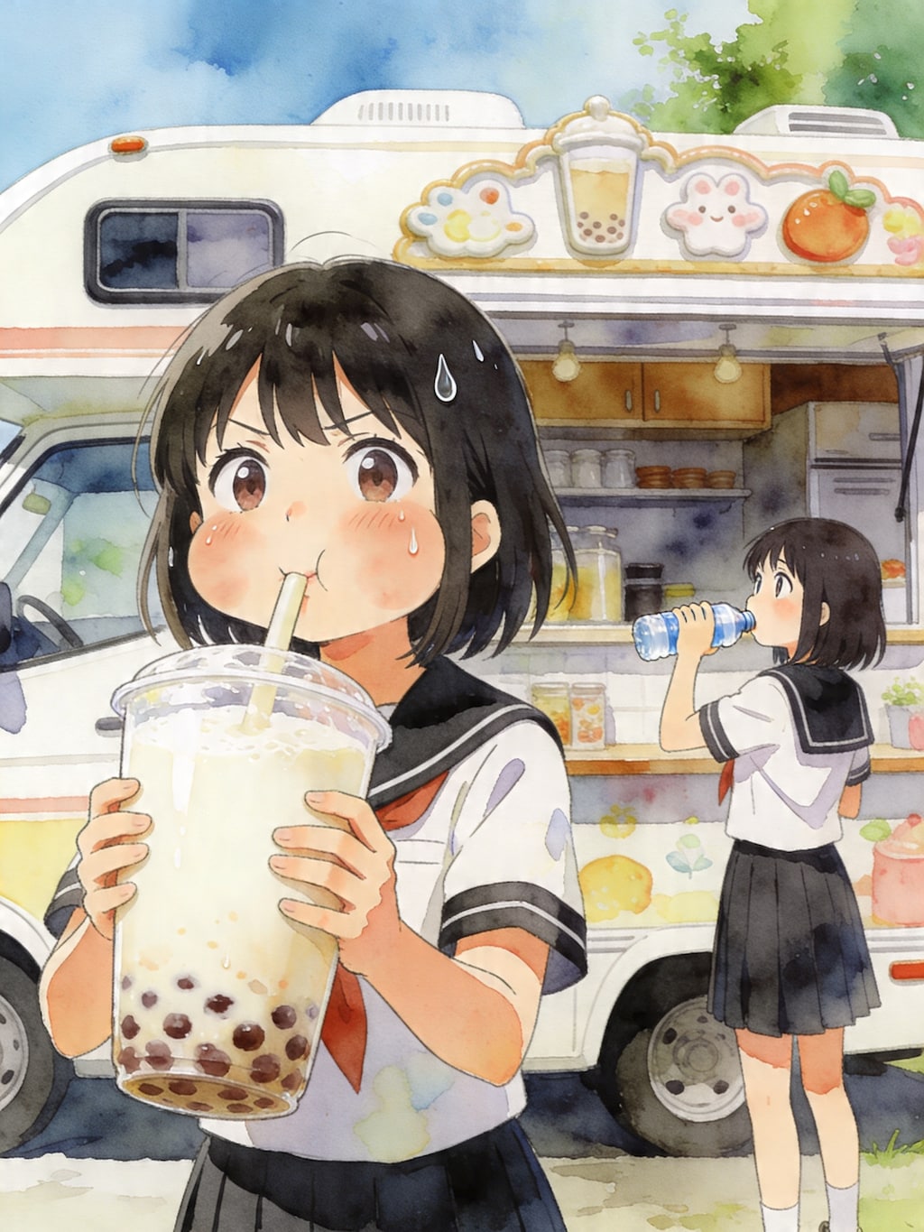 キッチンカーと少女