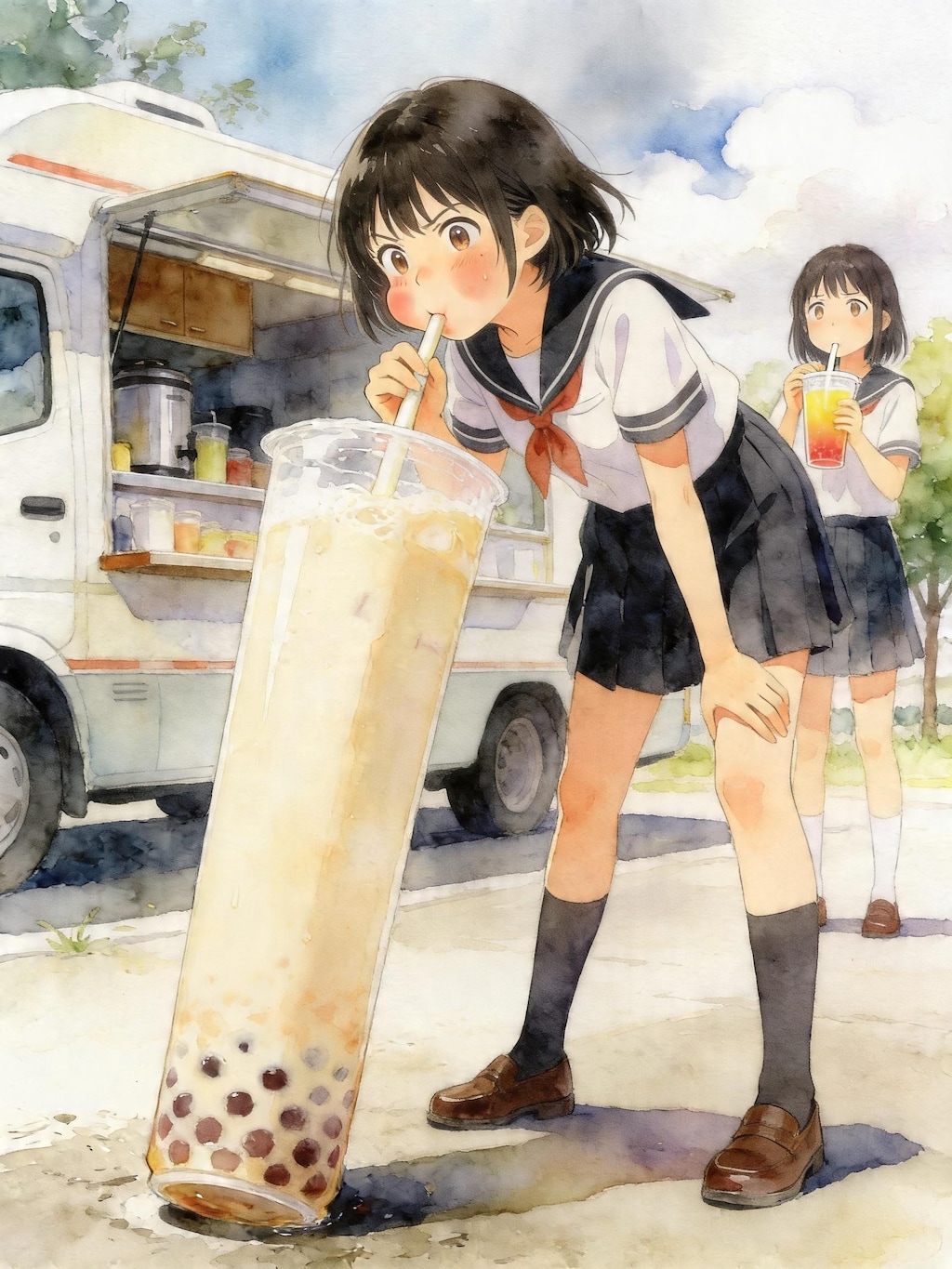 キッチンカーと少女