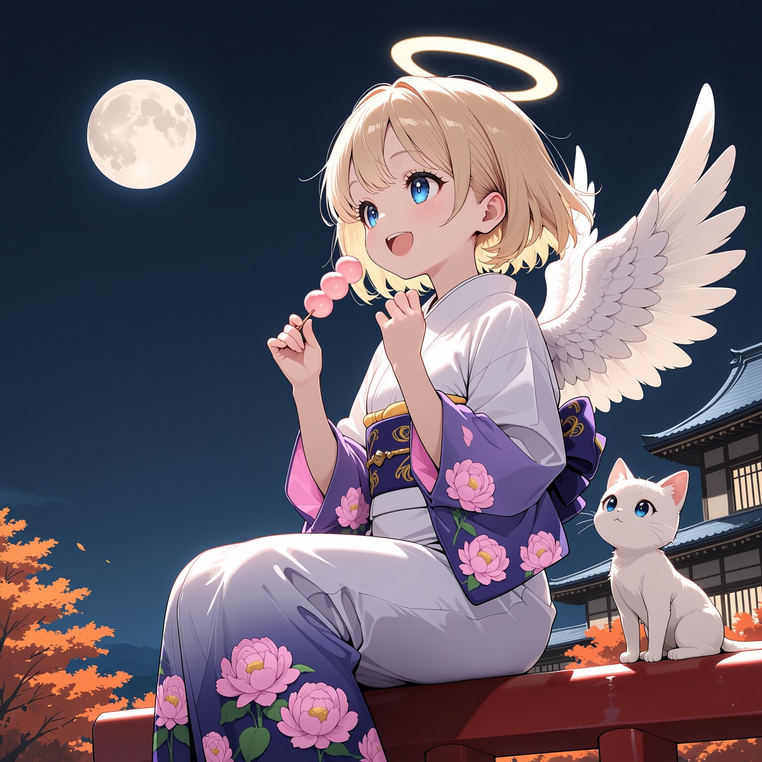 天使ちゃんのお月見 | の人気AIイラスト・グラビア