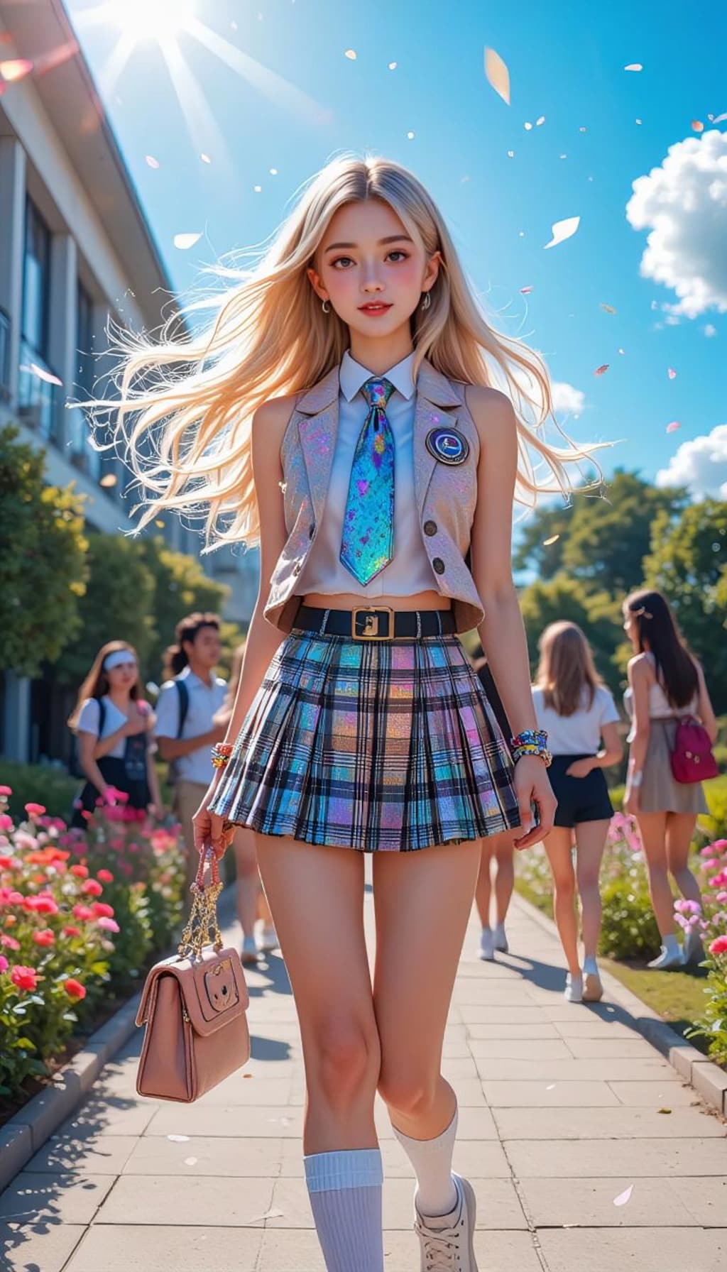 スリーブレス制服ファッション