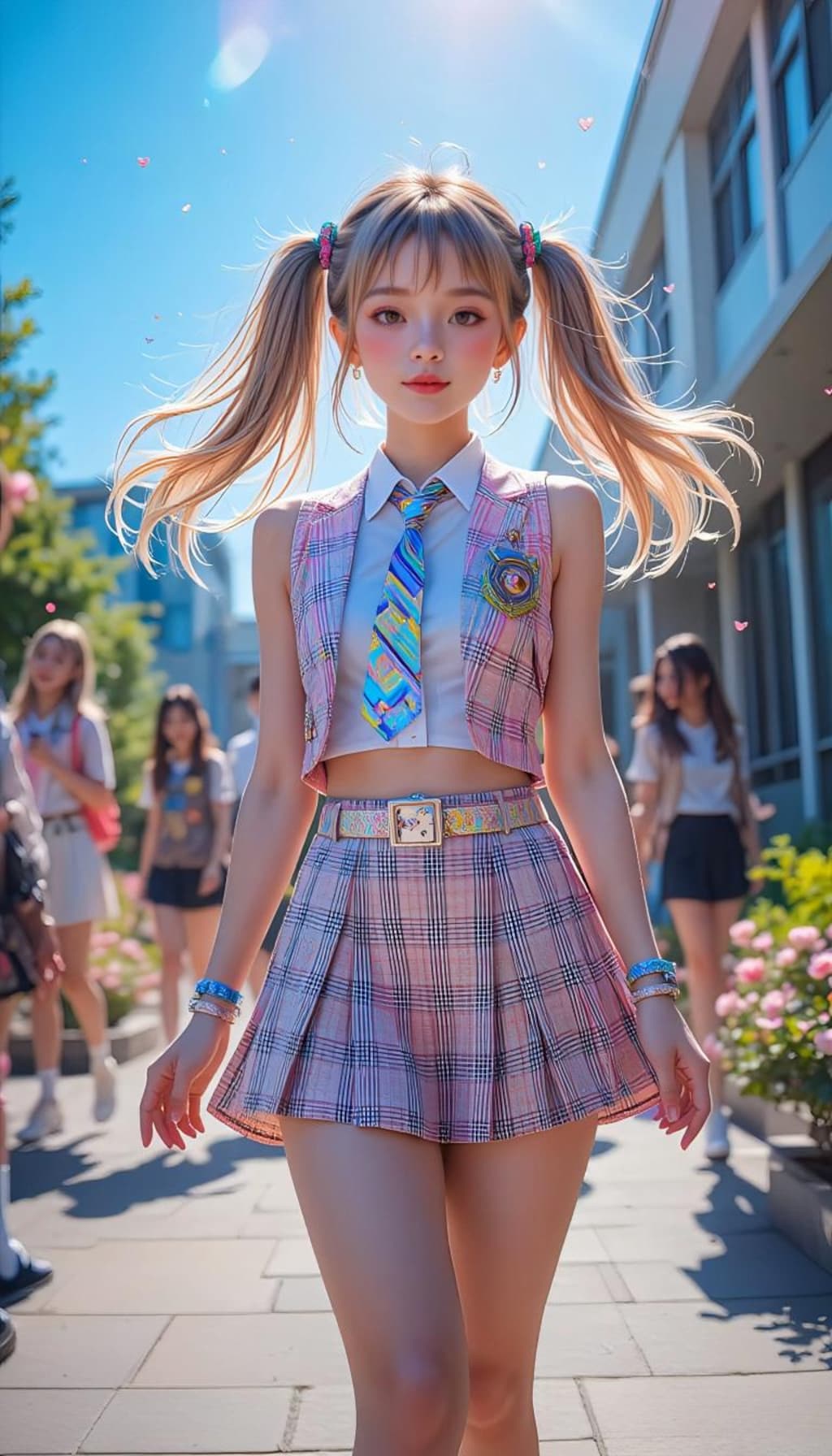 スリーブレス制服ファッション