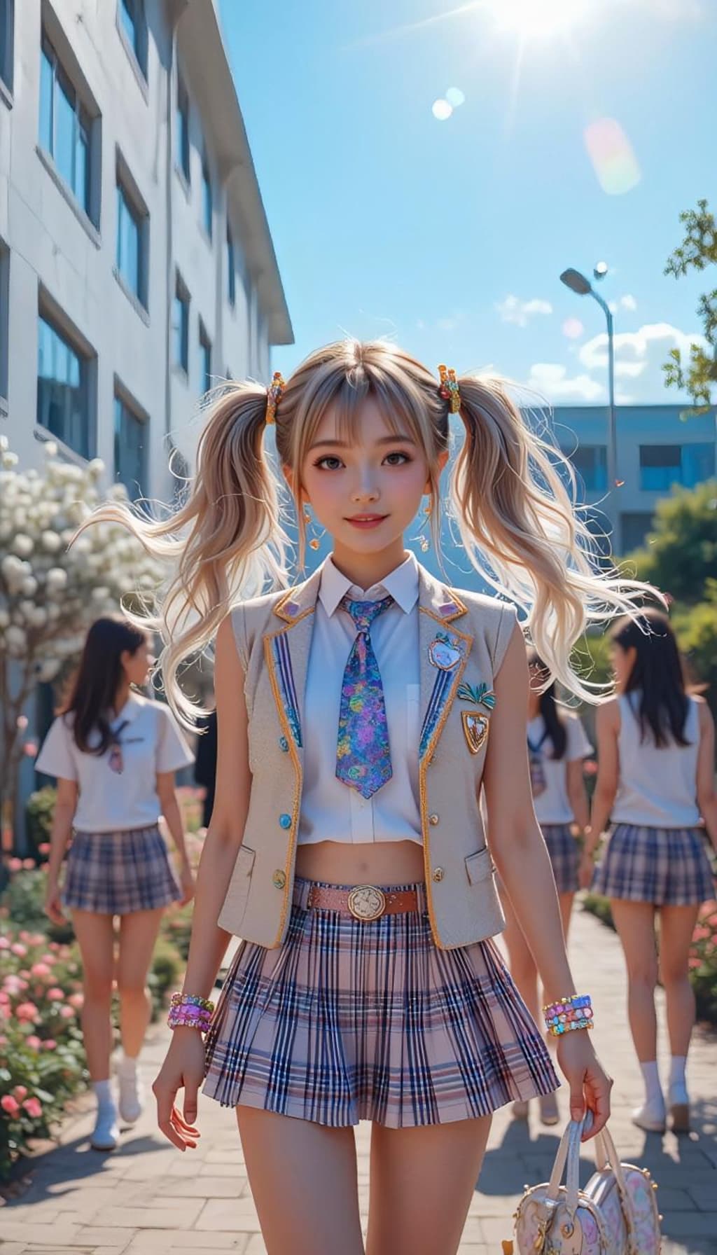 スリーブレス制服ファッション