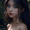 神秘的な森と青い目の少女 2枚目