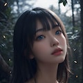 神秘的な森と青い目の少女 3枚目