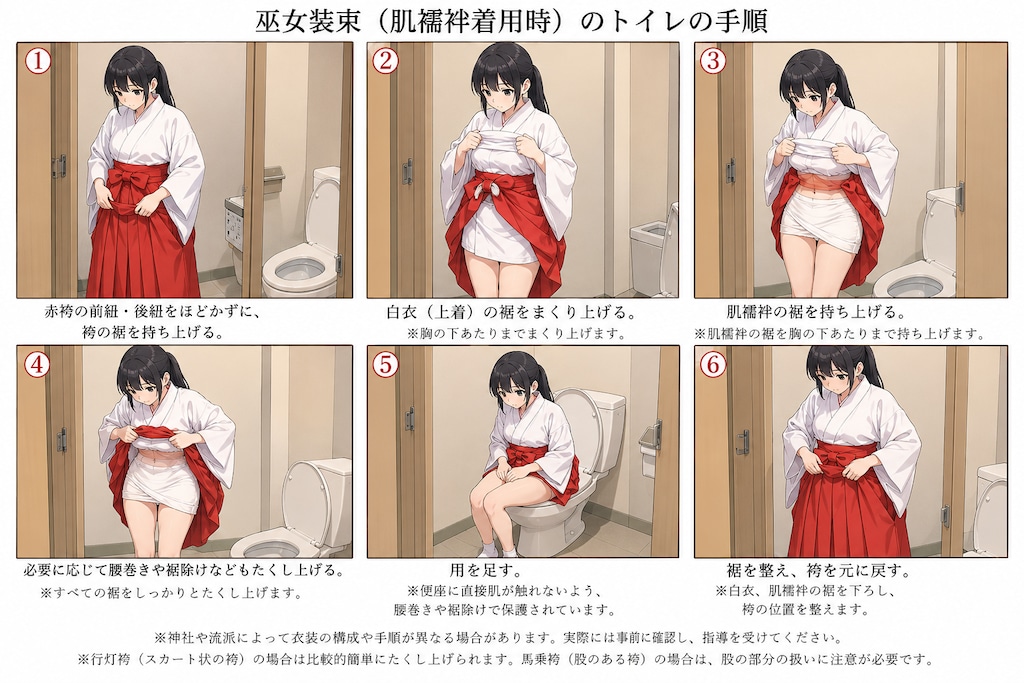 メガネ巫女さん　おトイレ失敗