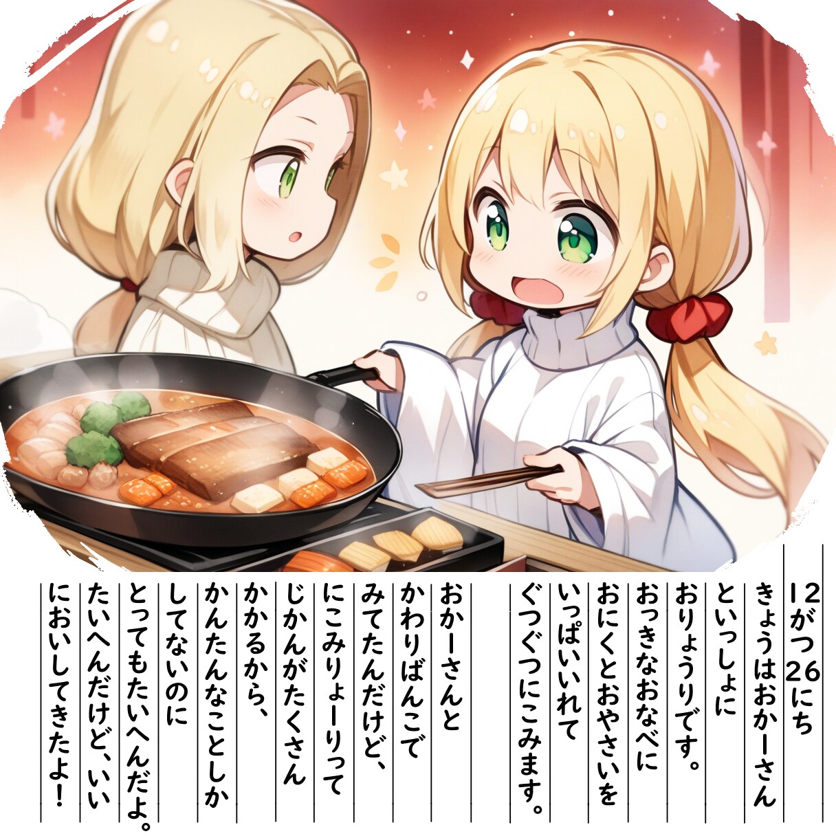 【絵日記】いっしょにおなべ♪ | の人気AIイラスト・グラビア