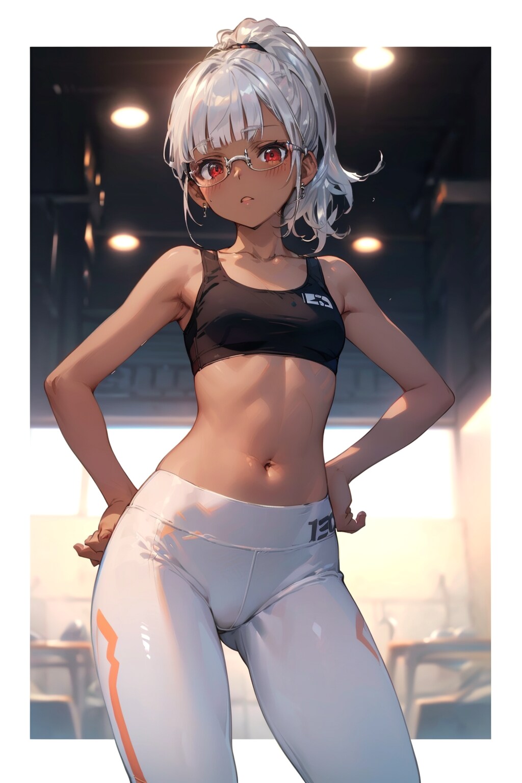 スポーツウェアの眼鏡っ娘