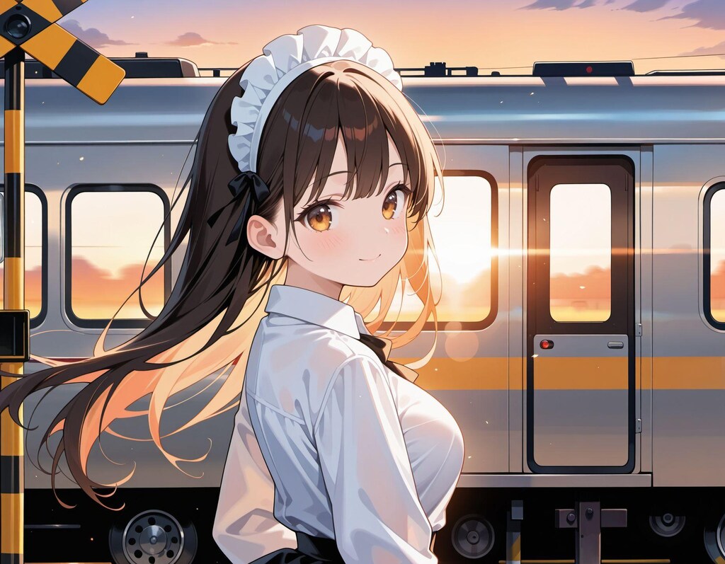 踏切のメイドさん