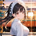 踏切のメイドさん 4枚目
