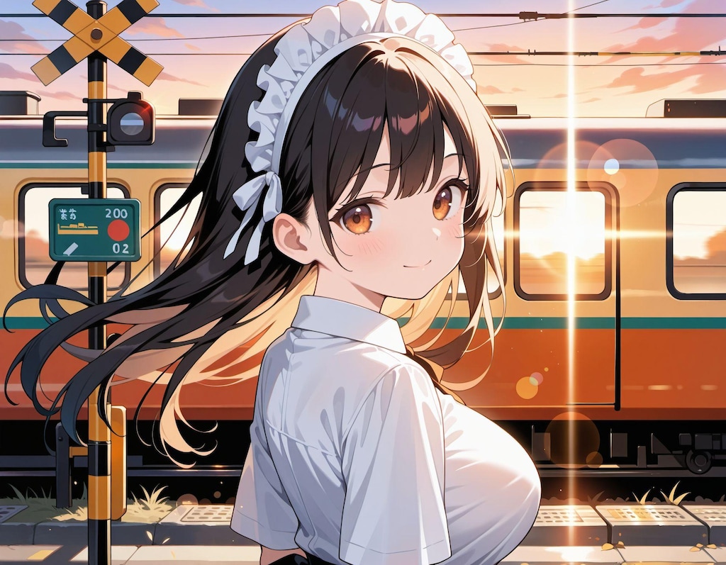 踏切のメイドさん