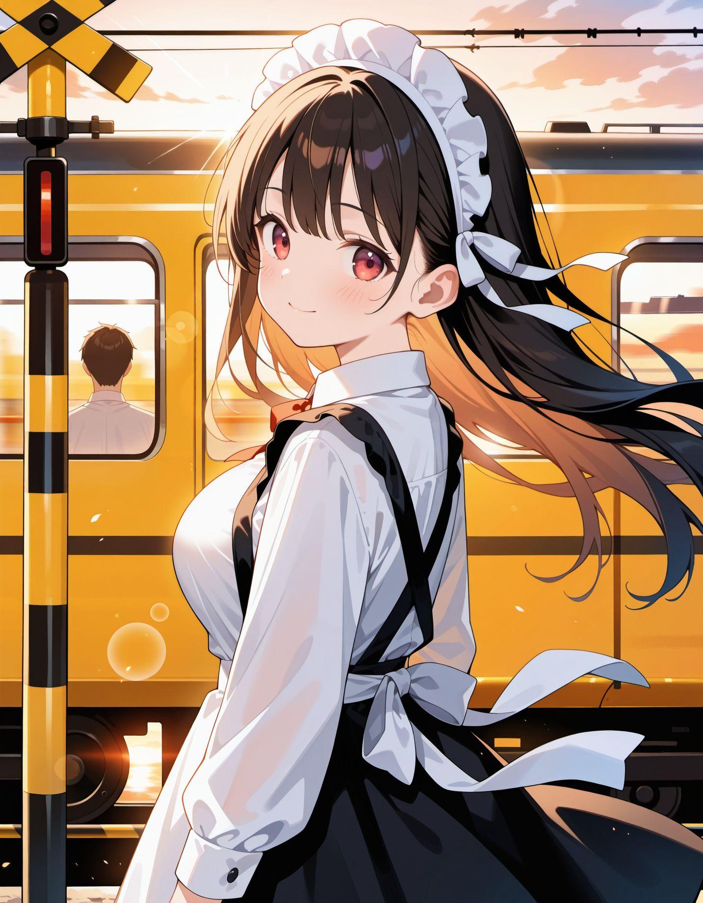 踏切のメイドさん