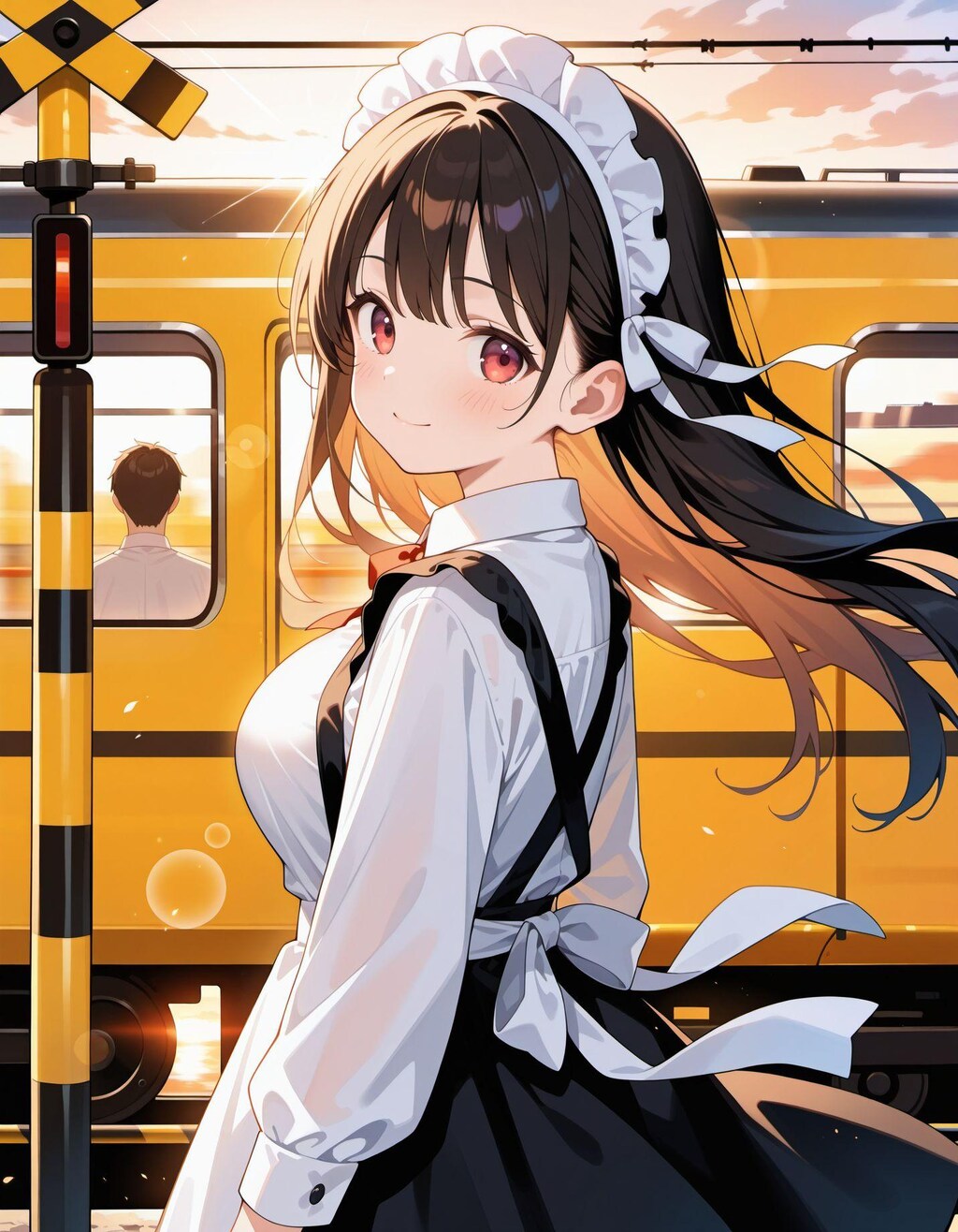 踏切のメイドさん