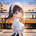 踏切のメイドさん 3枚目