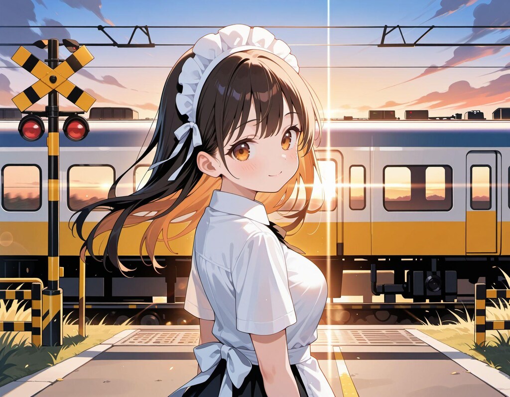踏切のメイドさん