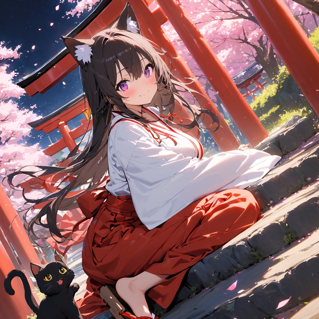 黒猫巫女様とお花見