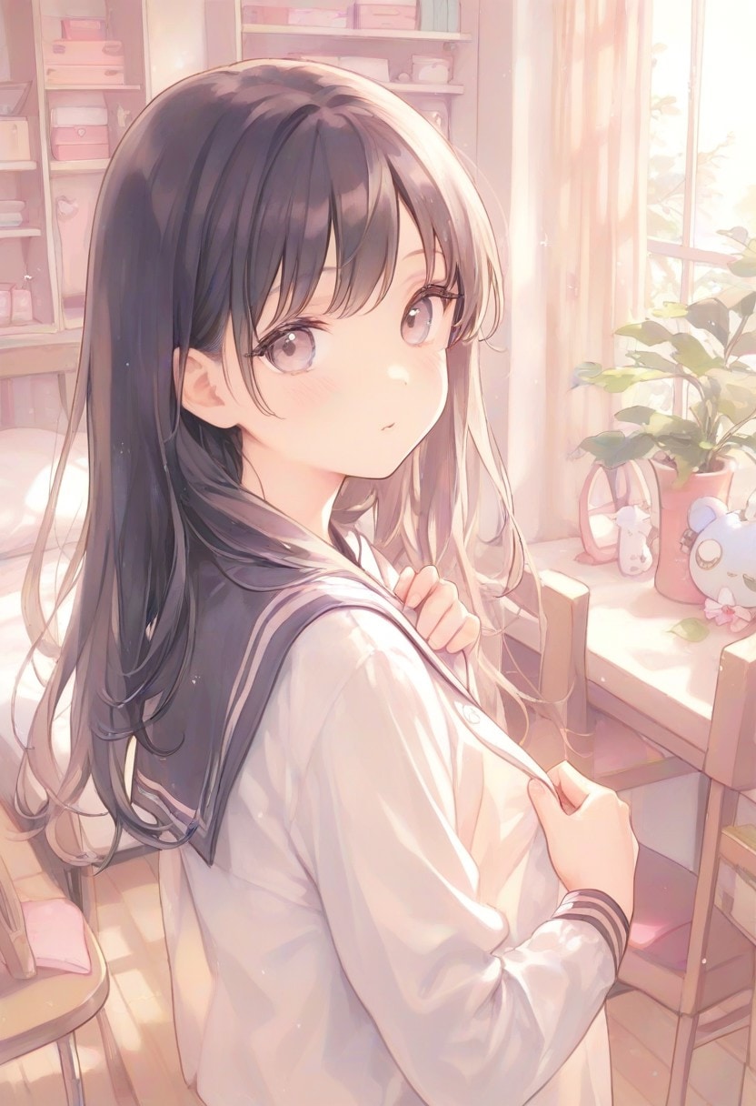 朝の支度(水彩タッチ)(4)
