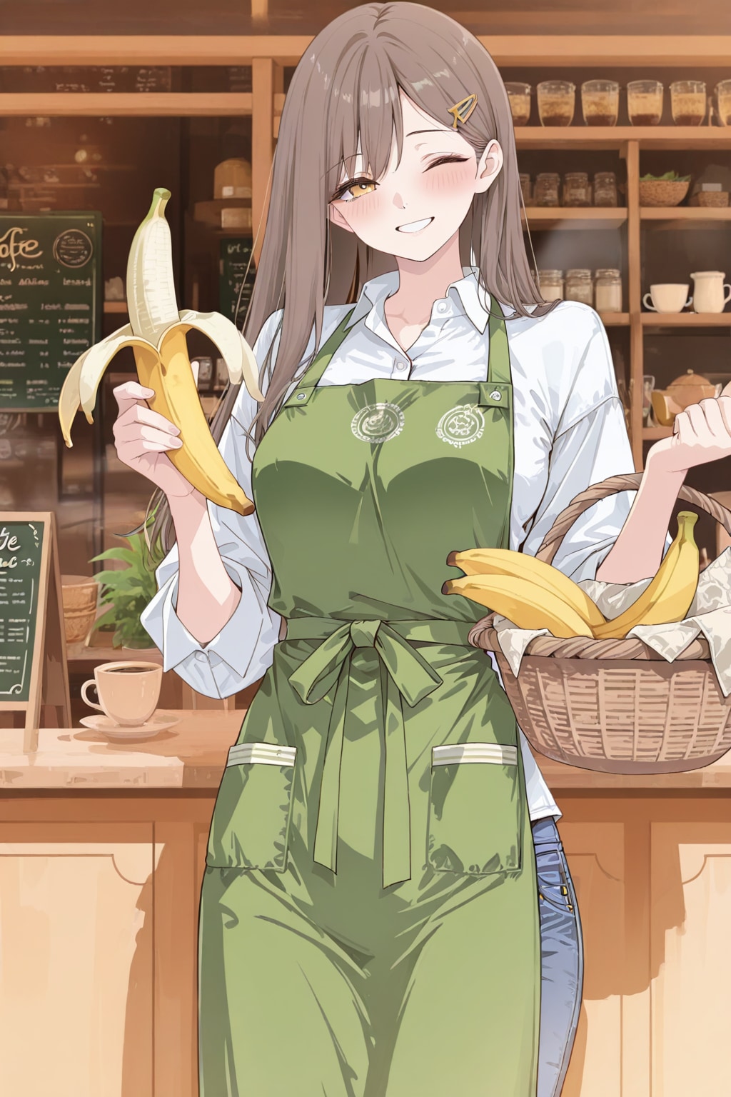 店長ぉ～！ほらほら、バナナだよぉ！お店の灼熱菜園で今年初めて採れたんです(≧▽≦*)
