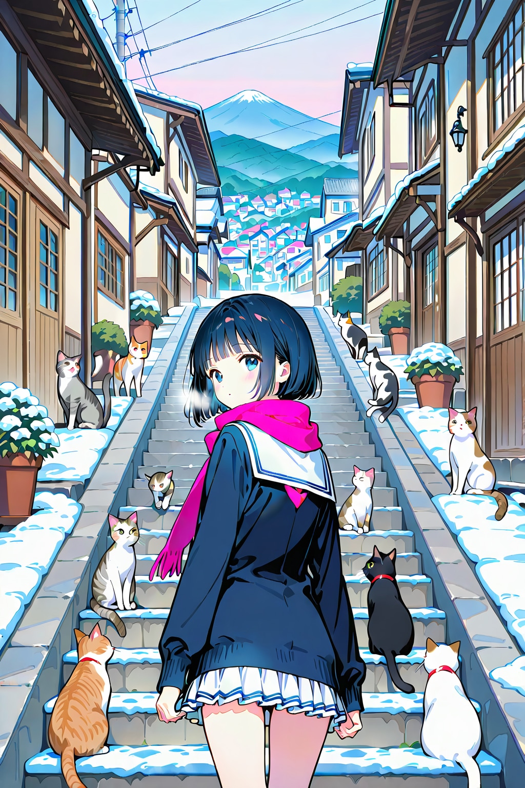 猫の細道(QILIN)(冬)(10) | の人気AIイラスト・グラビア