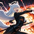 刀と黒服で横から必殺技を出す人狼女子アイドルになりたい天使 8枚目