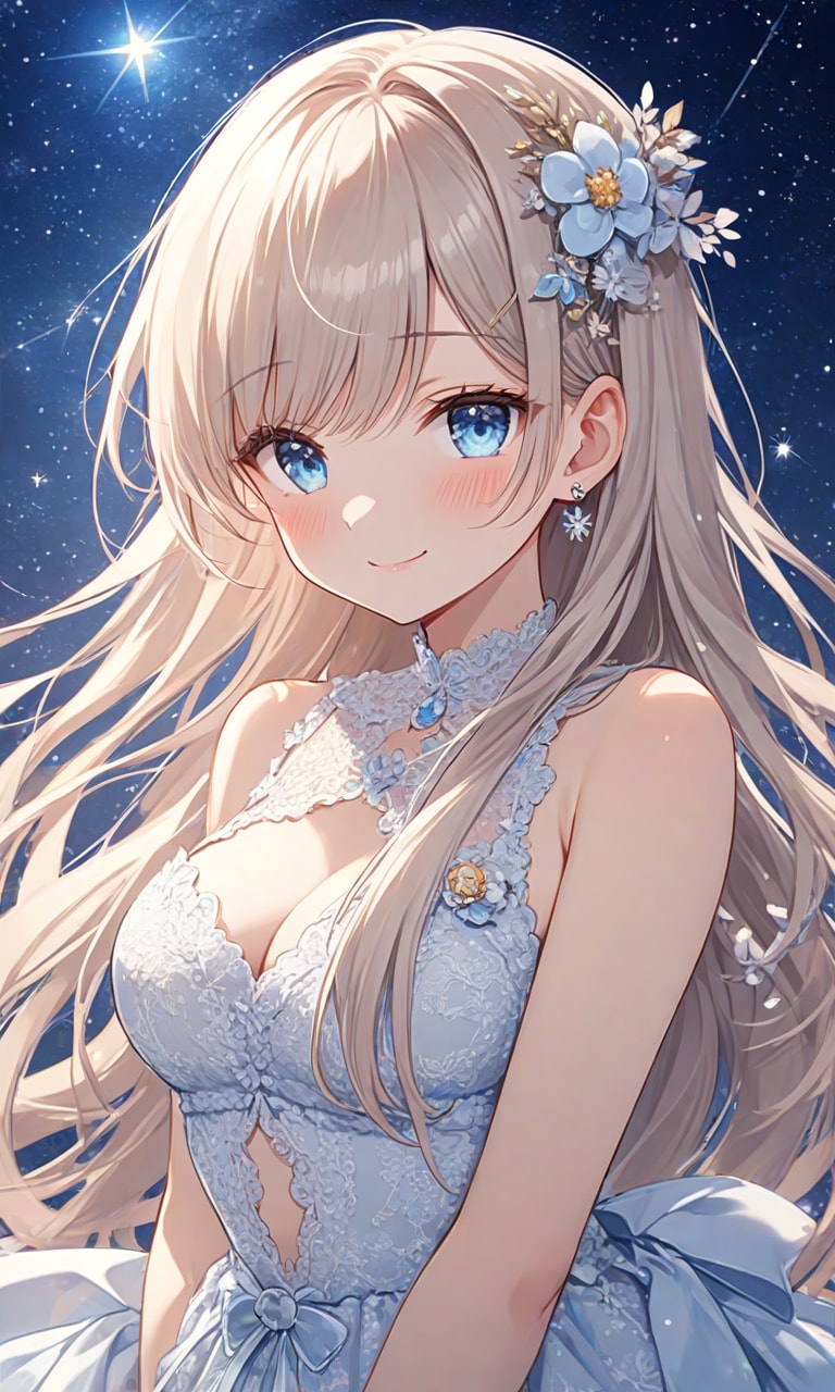 夜空とドレスと女子高校生 | の人気AIイラスト・グラビア