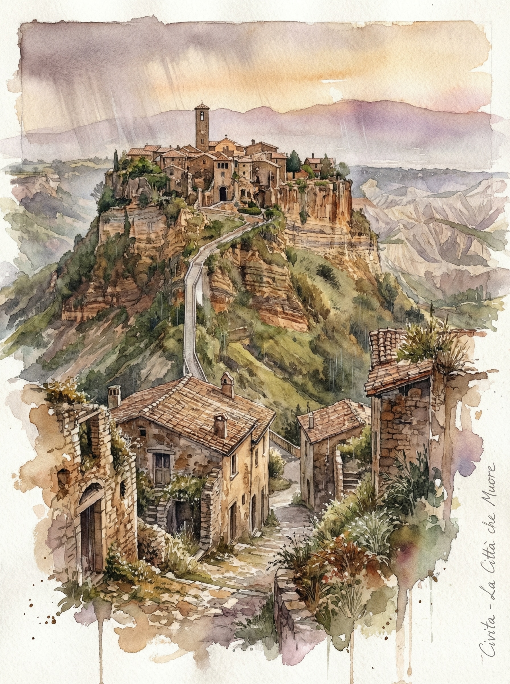 Civita di Bagnoregio(チヴィタ・ディ・バニョレージョ) | の人気AIイラスト・グラビア
