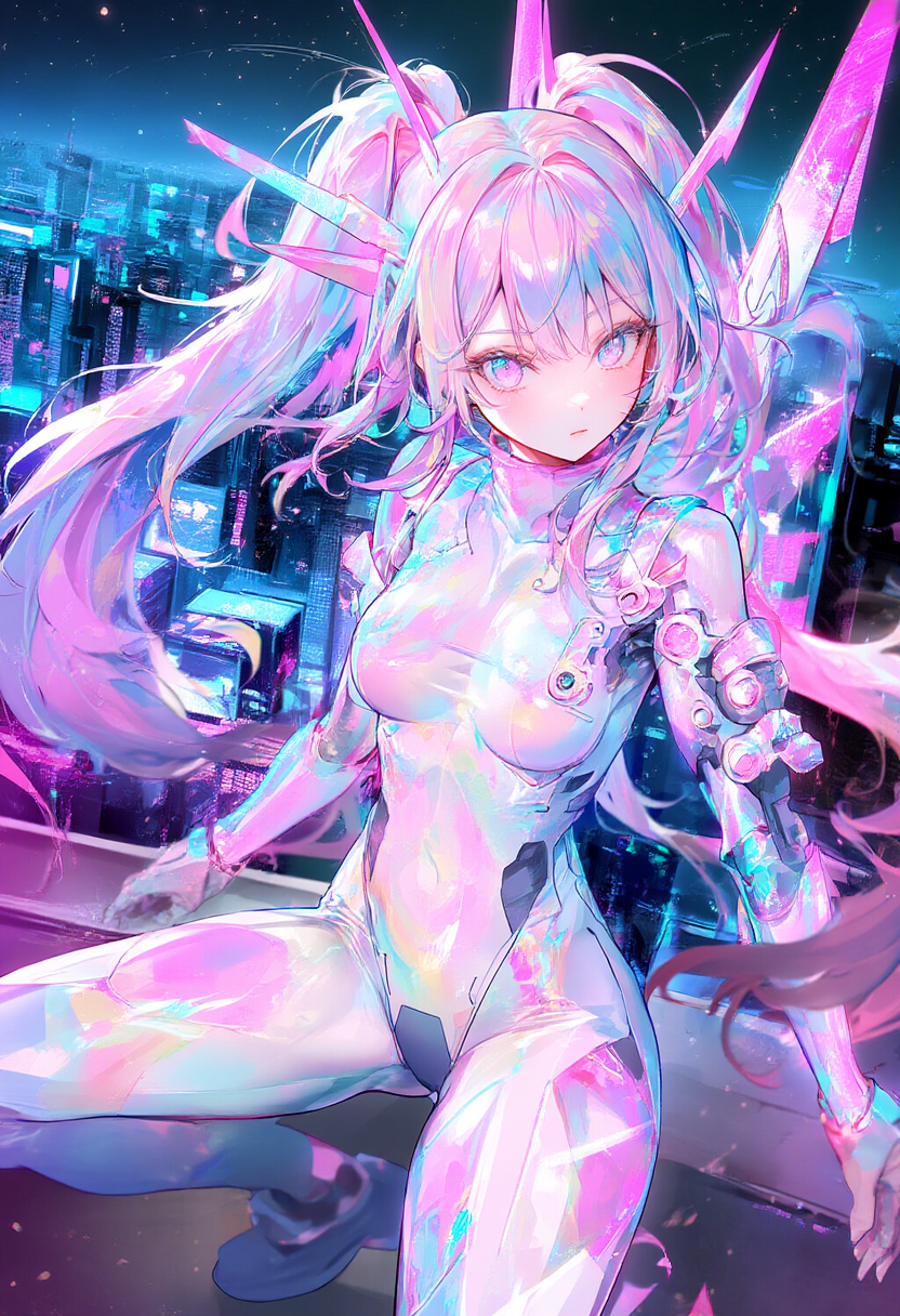 ネオンカラーのメカ娘