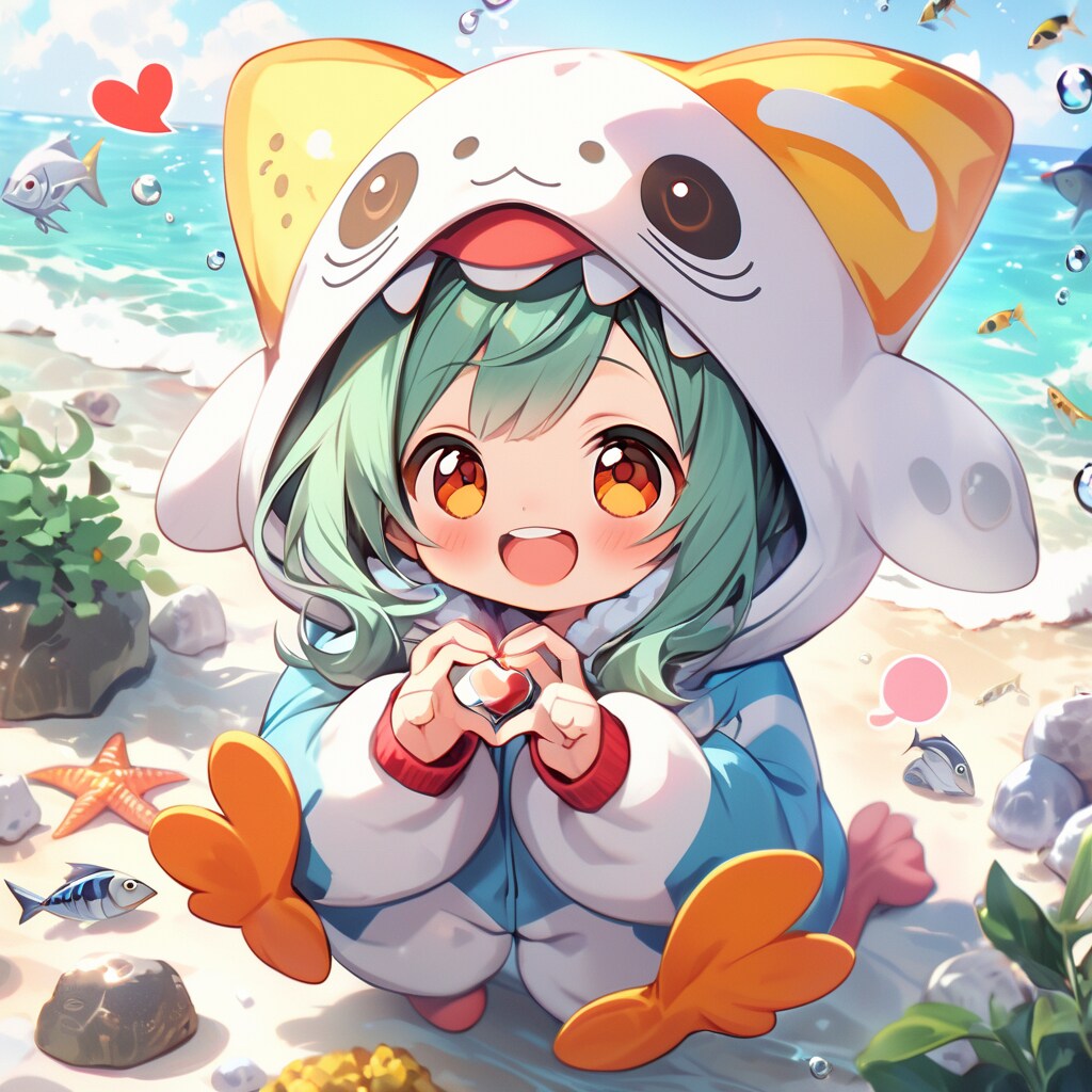 海の謎生物の着ぐるみちび子ちゃん