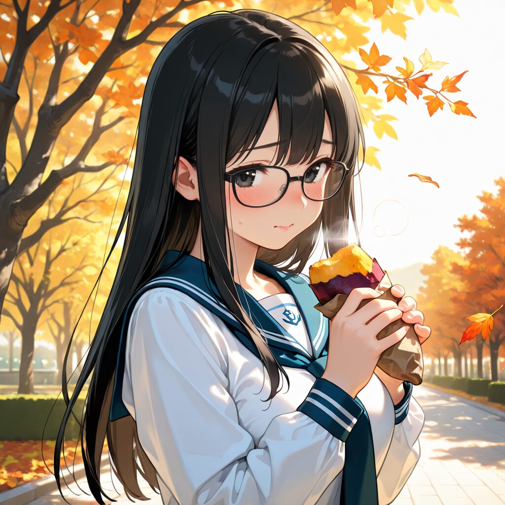 詩織ちゃん、焼き芋を食べる