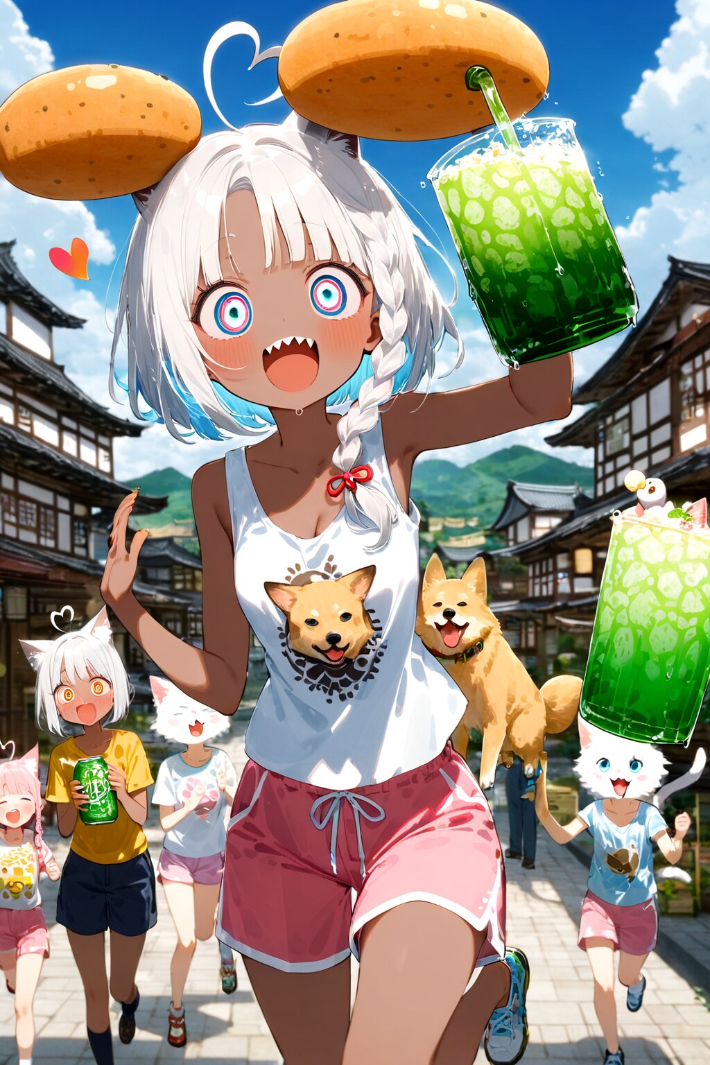 ジュースと白髪ちゃん