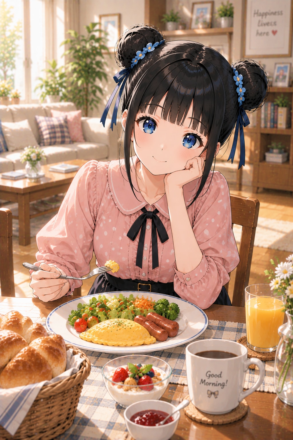 おだんごちゃん🍡✨と朝ごはん🍚✨　9/13 | の人気AIイラスト・グラビア