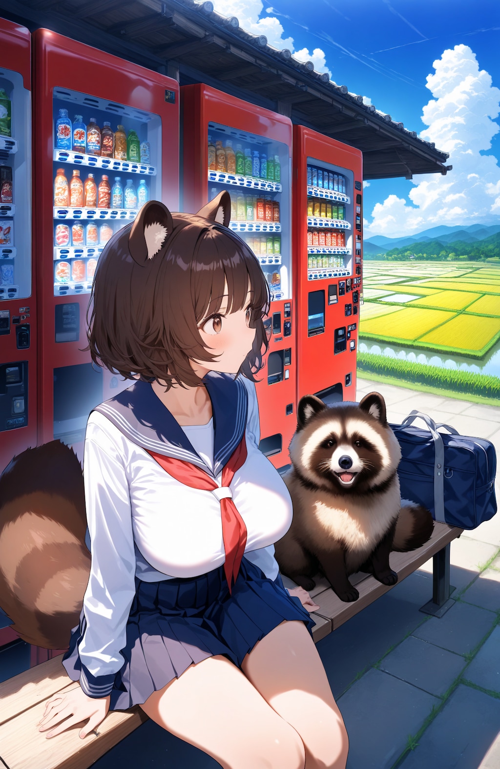 タヌキ女学生