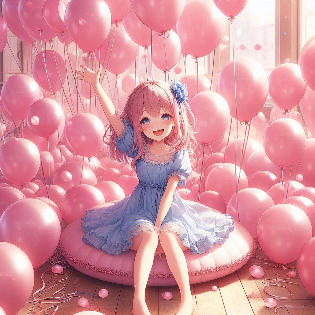パパが大好きな風船がいっぱいだよ♡ よかったねパパ♡