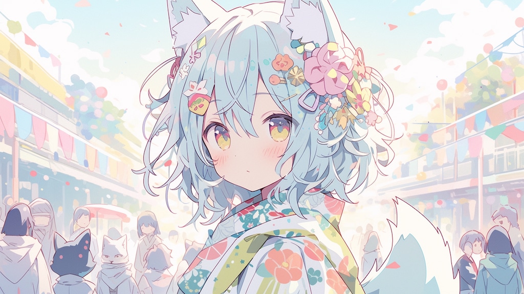 夏祭りに咲く青狐の微笑み