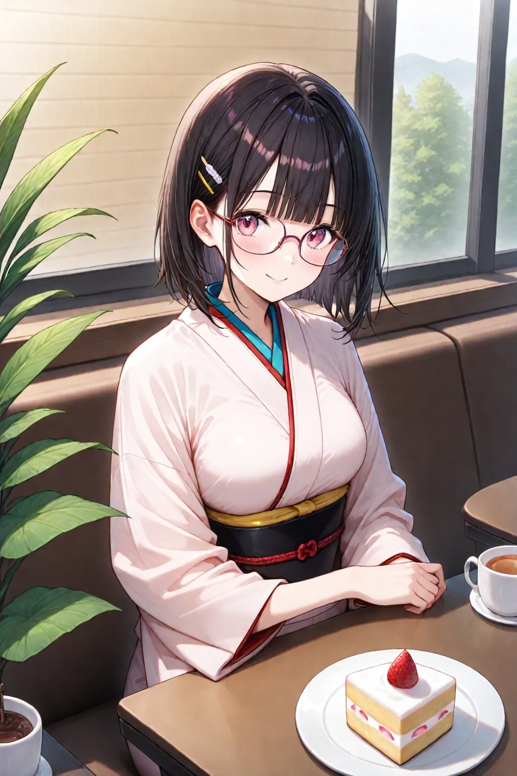 着物のメガネちゃん👓✨とカフェで一休み💕