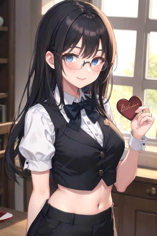 かっこかわいいパフ袖好きのタキシード美少女のロマンティックバレンタイン