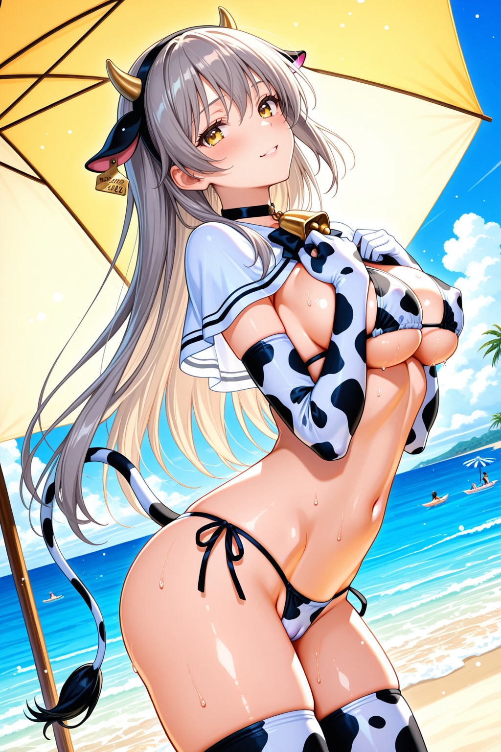 牛柄ビキニのシスターさん