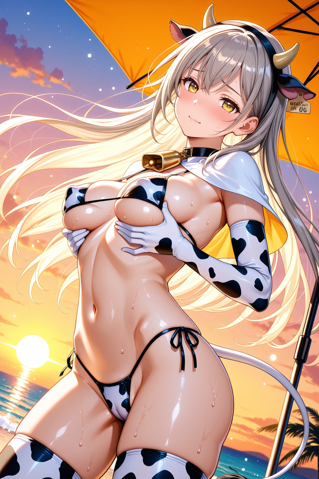 牛柄ビキニのシスターさん
