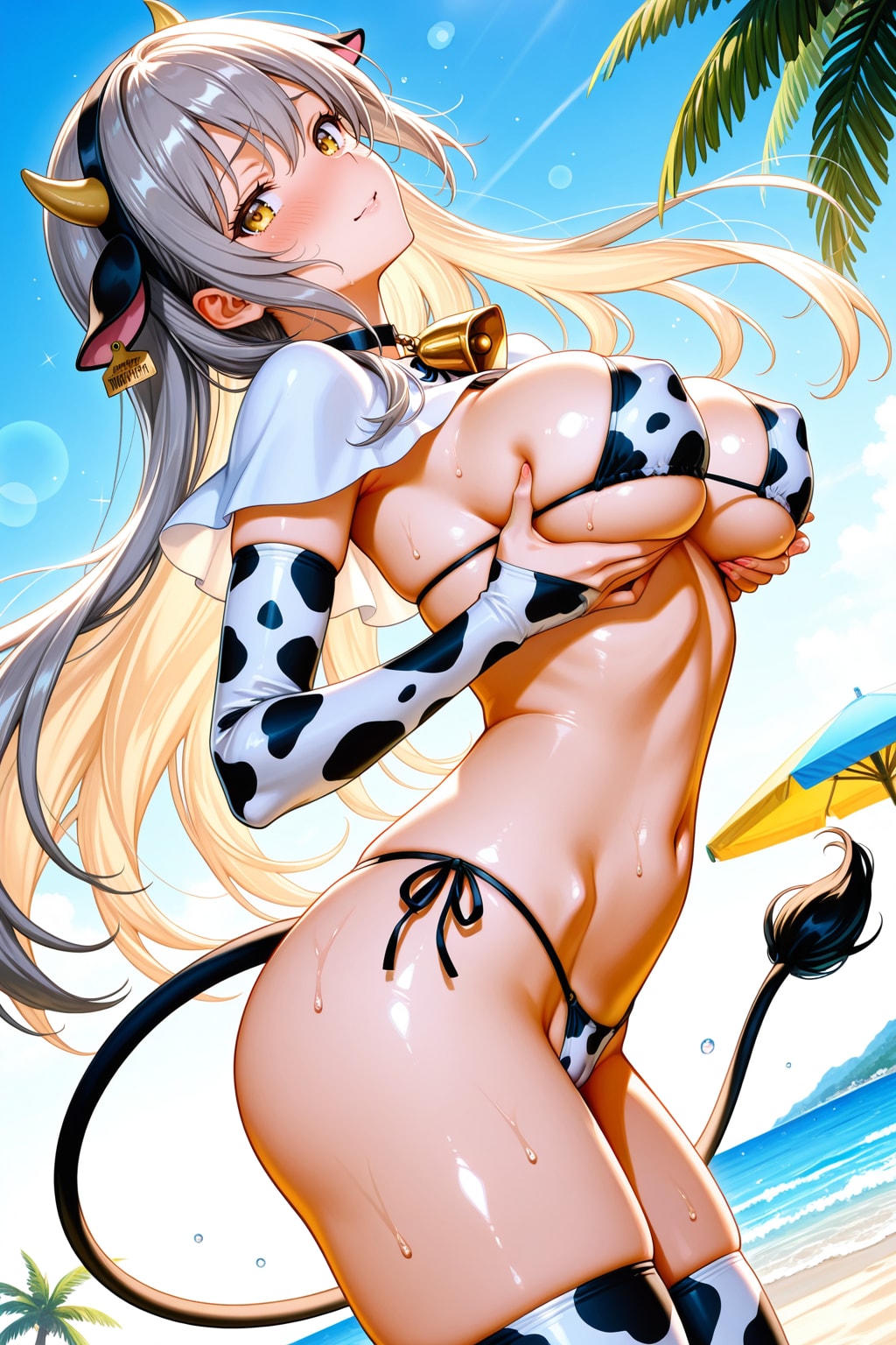 牛柄ビキニのシスターさん
