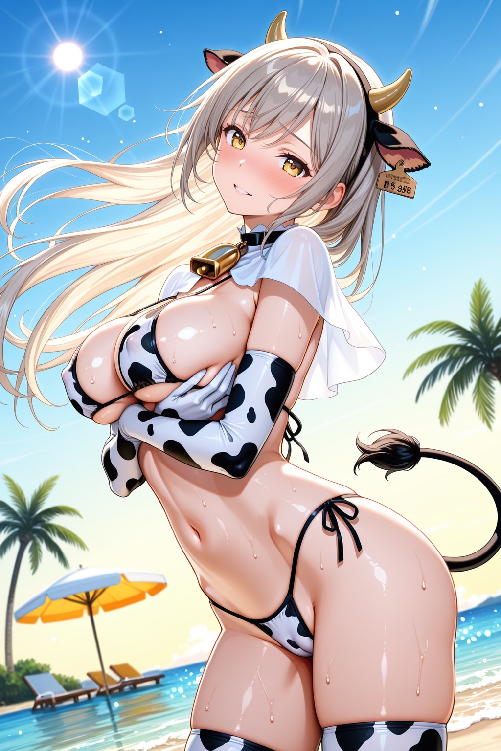 牛柄ビキニのシスターさん