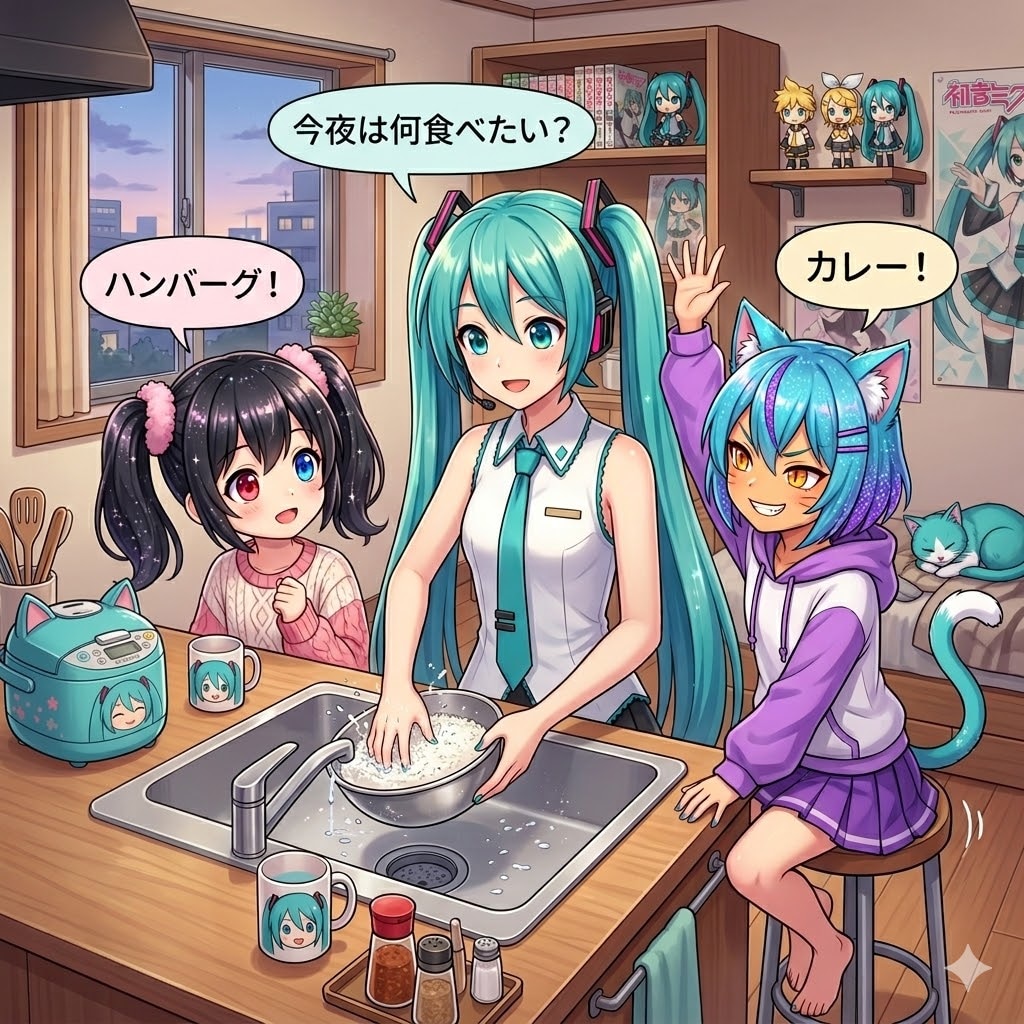 今夜のシェフはミクさん😋