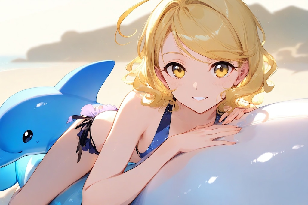 浮き輪でテンションアップ