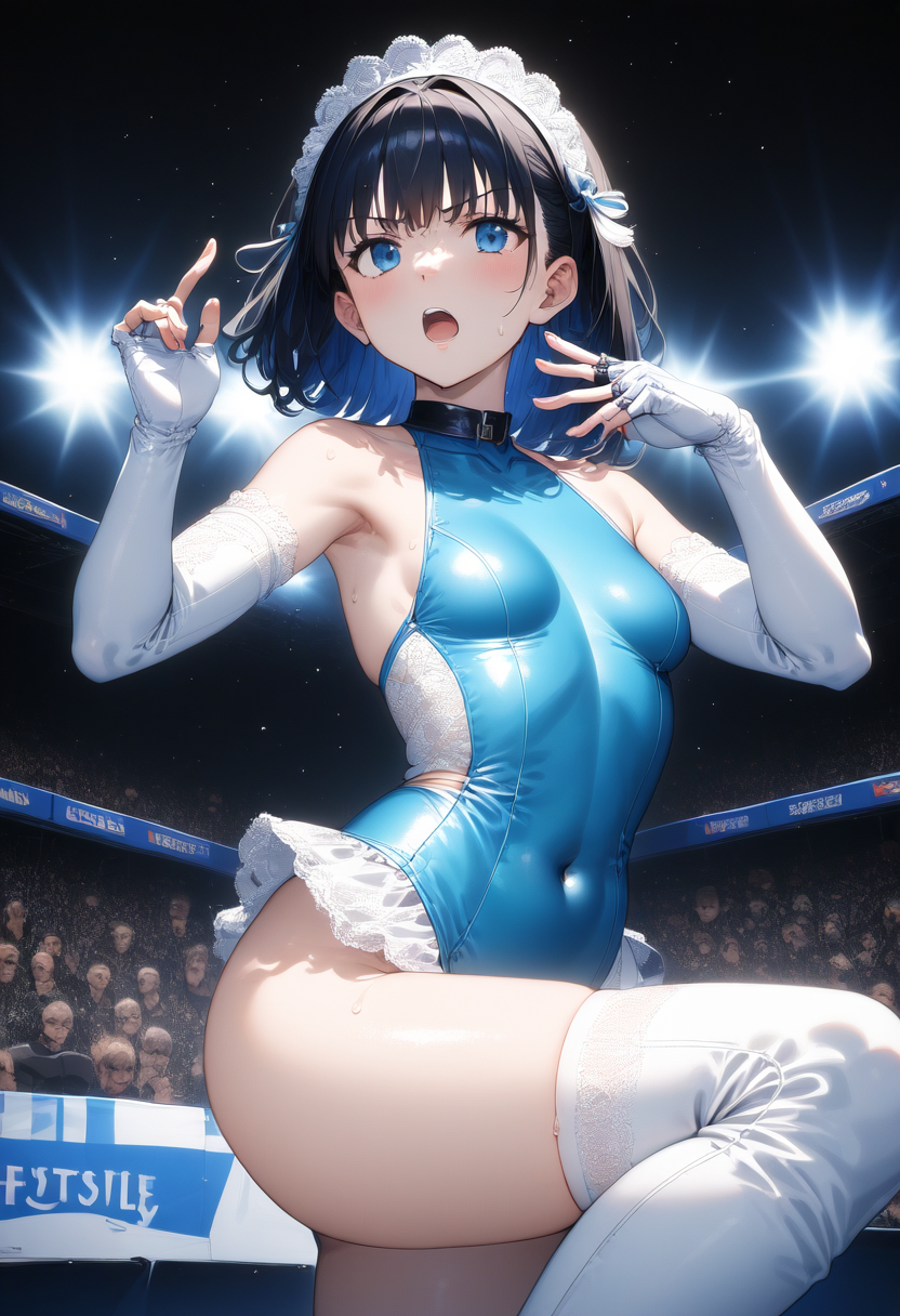 体格差のある相手に堂々と戦う彼女